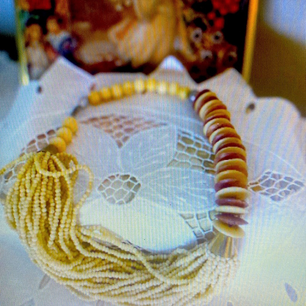 Vintage bead necklace with three types of mixed beads excellent condition.